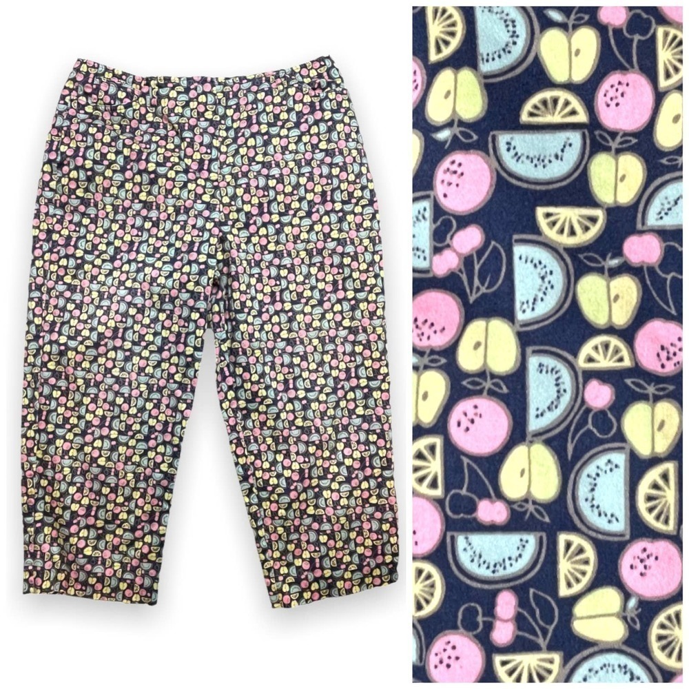 🍀Talbots Stretch Cropped Colorful Fruit Pants Women’s Size 14